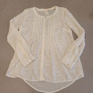 Meadow Rue Anthropologie White Button Down Blouse XS